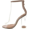 thumbnail image 2 of Cape Robbin Benny-1 Open Toe Block Chunky Clear Perspex Heel Ankle Boot Bootie Shoe, 2 of 2