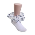 thumbnail image 3 of Girls Ruffle Socks with Bows, Cute Frilly Lace Turn Cuff Cotton Dress Socks, Toddler Little Big Kids Princess, 3 of 3