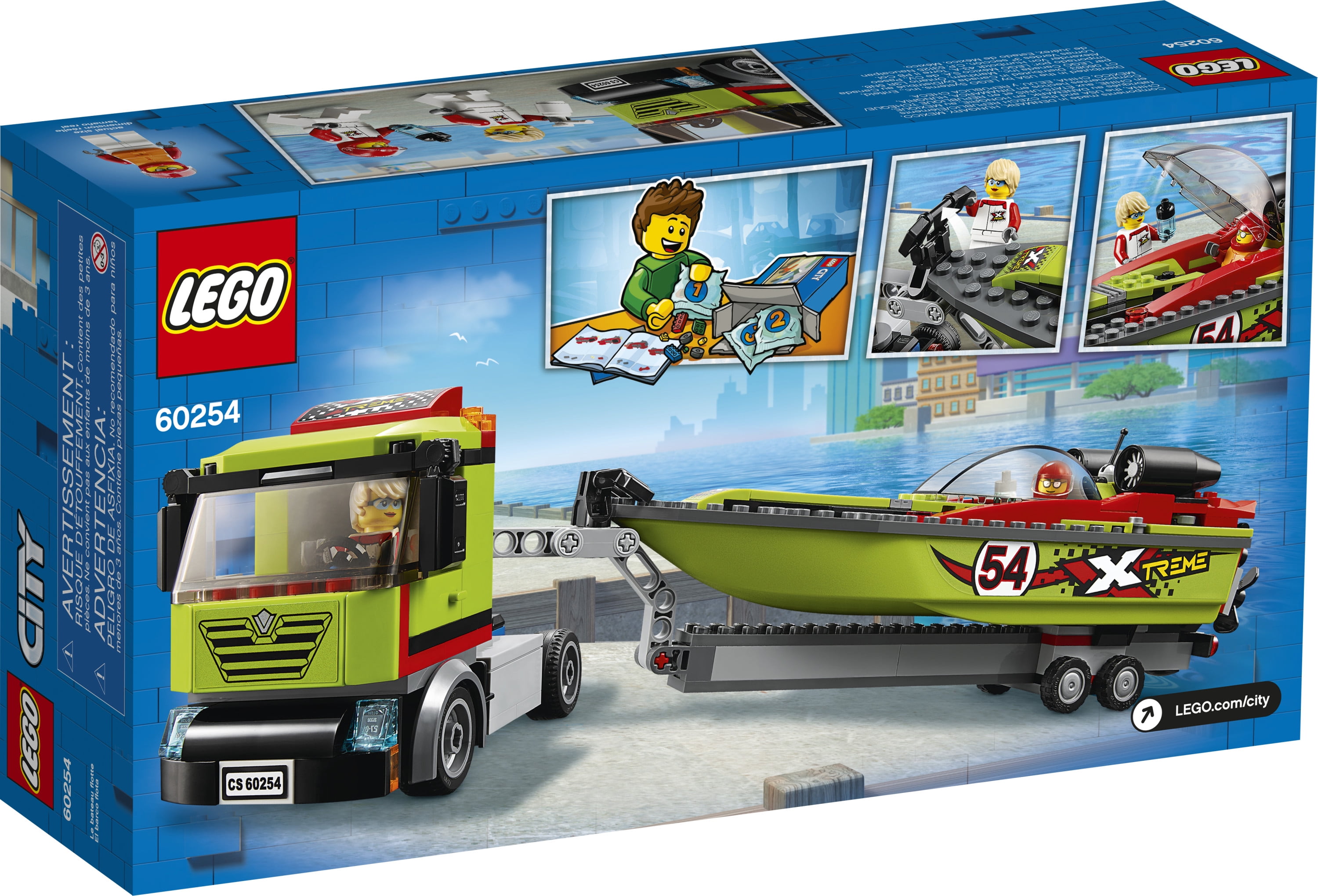 hav det sjovt Van Alle LEGO City Race Boat Transporter 60254 Vehicle Building Set for Kids (238  Pieces) - Walmart.com