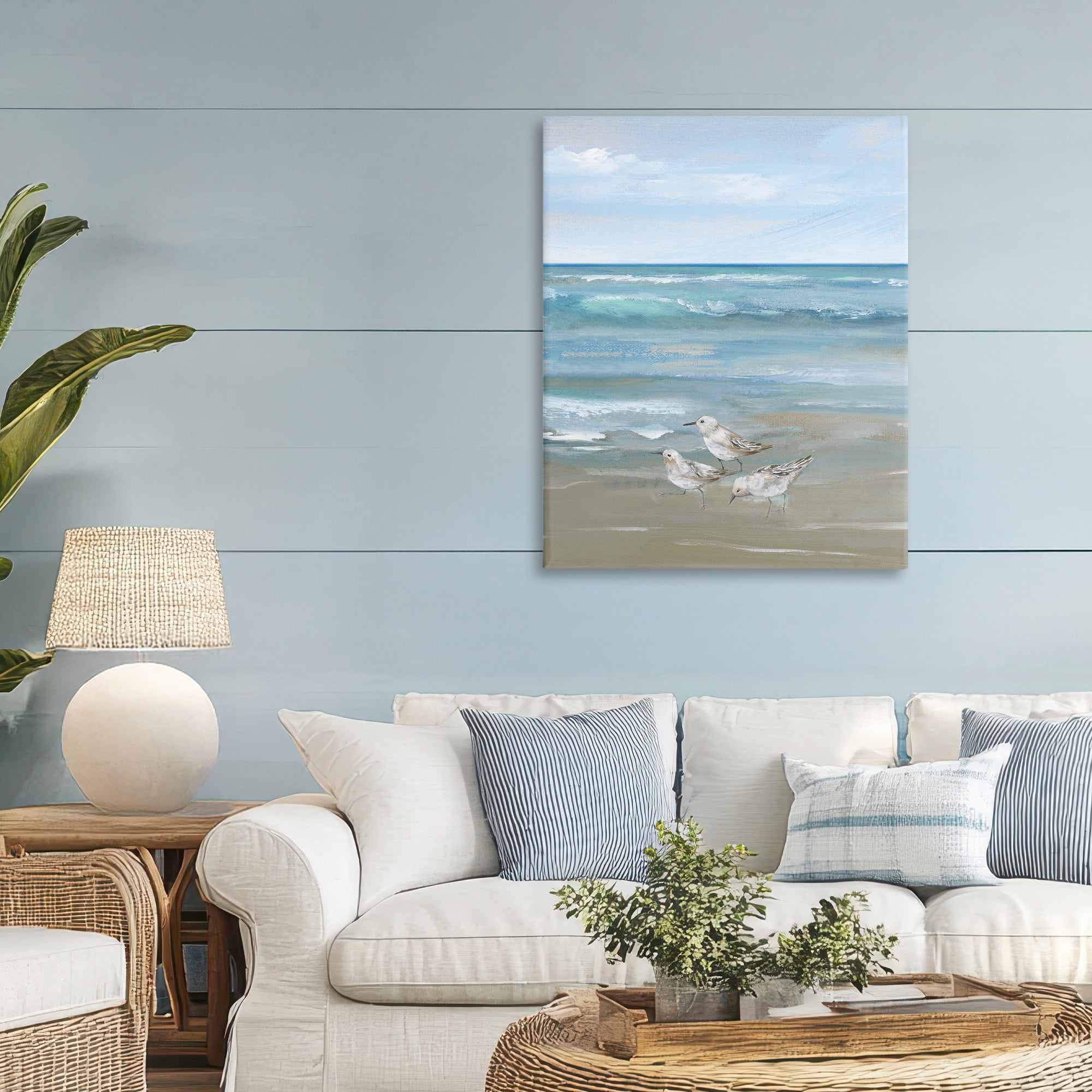 Stupell Industries Sanderlings on Gentle Waves Canvas Wall Art, design by Nan
