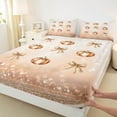 thumbnail image 3 of Manfei Princess Bowknot Bed Sheets for Girls, Orange Sequin Print King Sheets, Fall Autumn Maple Leaf Sheet Set,Super Cozy Room Decor, 4-Piece, 3 of 7