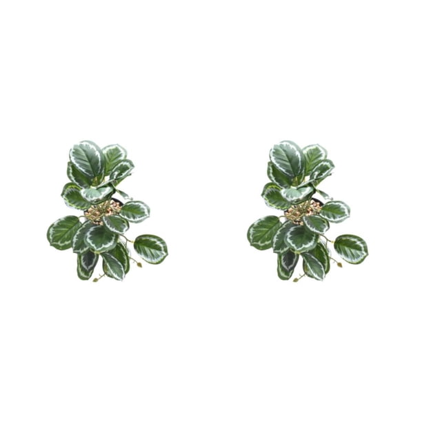 Decoraciones realistas para terrarios Injueey Hoja de pavo real artificial no tóxica 2Conjunto