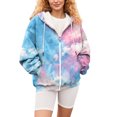 thumbnail image 6 of Bovemsi Sweatshirt for Women Spring And Autumn Winter Printed Fashion Tie Dye Pattern Hooded Sports Shirt Sleeve Pocket Jacket Loose Zip Up Hoodie, 6 of 7