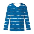 thumbnail image 4 of Levmjia Womens Basic Long Sleeve Shirts Casual V Neck Stripe Print Work Tops Blouses Fashion Casual Printed Button-Up Blouse T-shirt Tops Blouse, 4 of 5