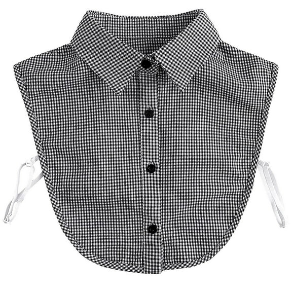 LoudSung Fake Collar Detachable Blouse False Collar Half Shirts Collar Plaid Grey Designed Top Elegant for Women Girls