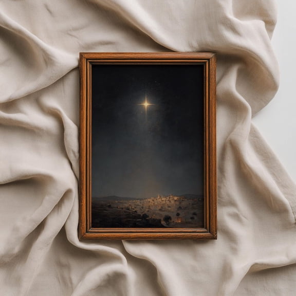 Bethlehem City Nativity Star Poster Christianwall Art Winter Decor, Unframed Poster Size 8x12