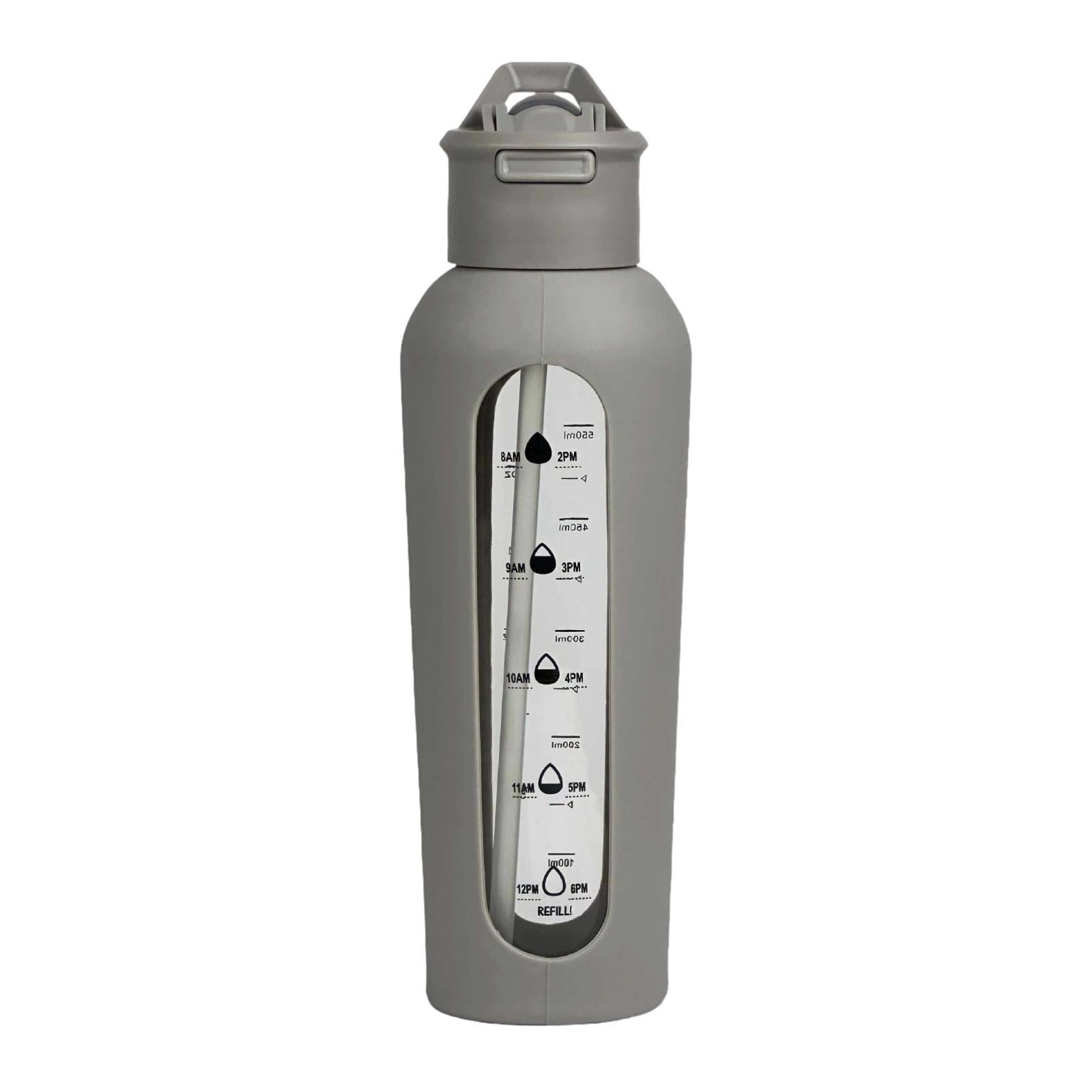 Baoblaze Glass Water Bottle Large Capacity Drinking Bottle for Workout Outdoor Hiking Gray