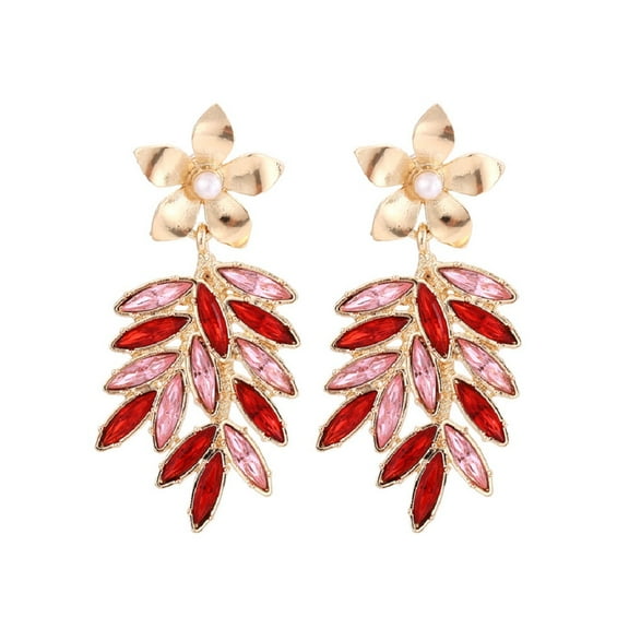LongcreekX Leaf Cluster Earrings for Women, Leaf Chandelier Earrings, Pearl Floral Leaf Statement Dangle Earrings Hypoallergenic, Bohemian Hawaiian Flower Earrings, Cute Tree Leaf Earrings