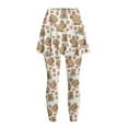 thumbnail image 4 of SCRAWLGOD Yoga Leggings with Skirt for Women Stylish Comfortable Athletic Skorts Pocket Elastic Sporty Clothing for Vacation Exercising Pilates, Capybara Flowers Orange Love Beige, XS, 4 of 7