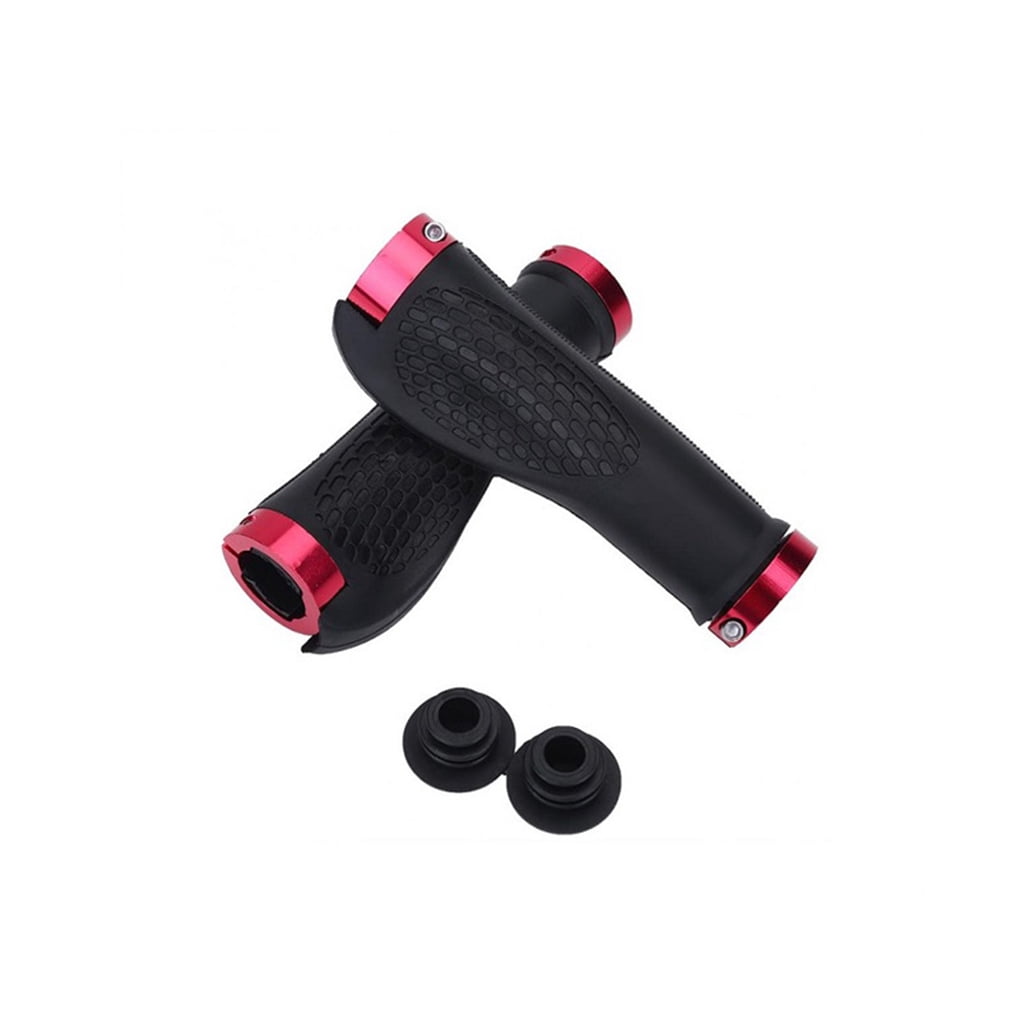 Hi.fancy Cycling Bike TPR Rubber Handlebar Grips Bicycle Anti-Slip Aluminum Alloy Lock Handle Wrap, Size: 12.8x4.5x3cm, Red