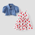 thumbnail image 6 of PatPat Baby Girl Clothes Cooling Denim Cardigan and Strawberry Girl Dress Summer Outfits Set, 18-24 Months, 6 of 8
