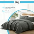 thumbnail image 3 of THD Benjamin - 3 Piece King Size Quilt Set, Lightweight King Bedspread Coverlet Set (King, Charcoal Grey), 3 of 6