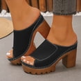 thumbnail image 2 of Pandaie Platform Sandals for Women 2026 Open Toe Chunky Wedge High Heels Comfortable Leather Summer Dressy Pumps with Arch Support Size 6-10 Black, 2 of 8