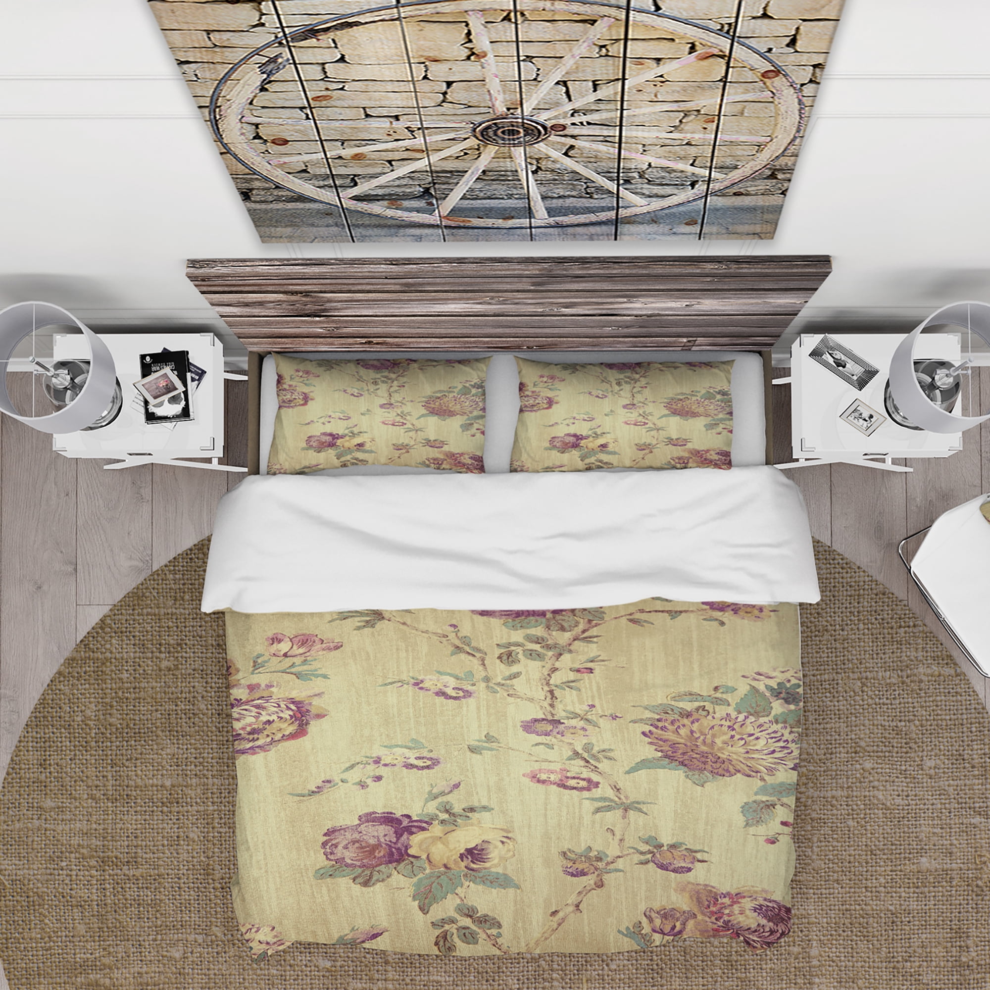 Designart 'Vintage Purple Flowers' Floral Duvet Cover Set
