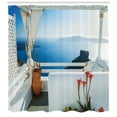 thumbnail image 3 of Ambesonne Greek Shower Curtain, Sunset Santorini Island, 69"Wx84"L, Turquoise and Blue, 3 of 3