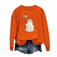 thumbnail image 4 of aohooy Halloween Tee Shirts Women Cute Funny Ghost Pumpkin Graphic Long Sleeve Shirt Fall Spooky Pullover Sweatshirts Tops Orange,L, 4 of 5