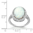 thumbnail image 4 of Cheryl M 925 Sterling Silver Rhodium-plated CZ & Created Opal Oval Ring Size: 8; for Adults and Teens; for Women and Men, 4 of 5