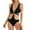 Black, variant on Women's One Piece Swimsuit Ring Linked Cut Out Bathing Suit High Cut Swimwear