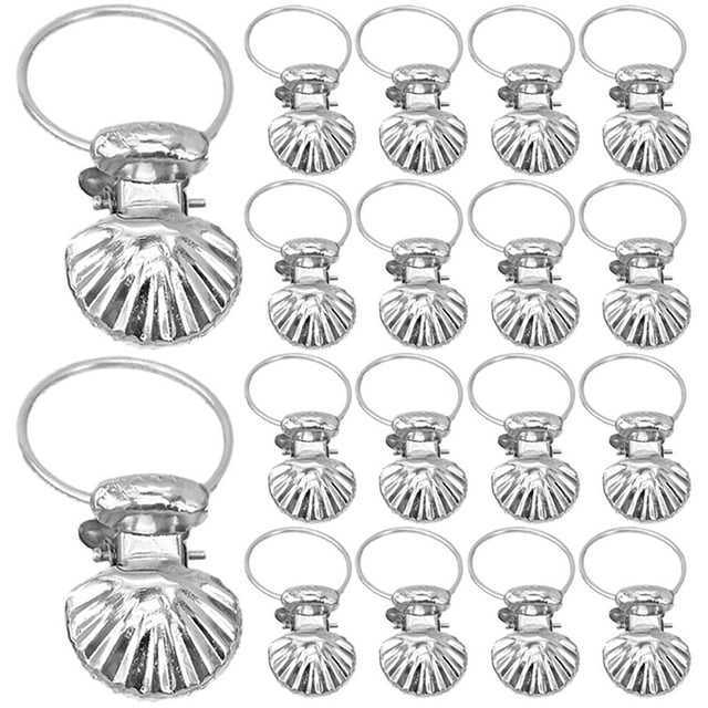 Shisuyan 50pcs Curtain Rings with Shell Clips Sock Clip Drapery Ring with Clip Curtain Supplies