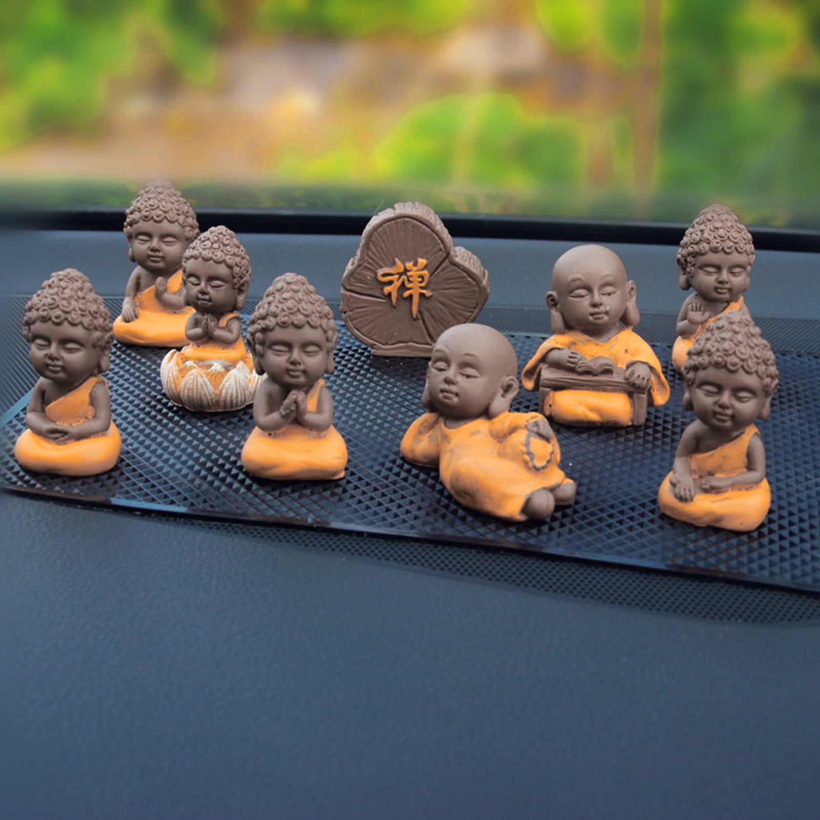Cheers.US 9Pcs/Set Ceramic Little Cute Small Buddha Statue and