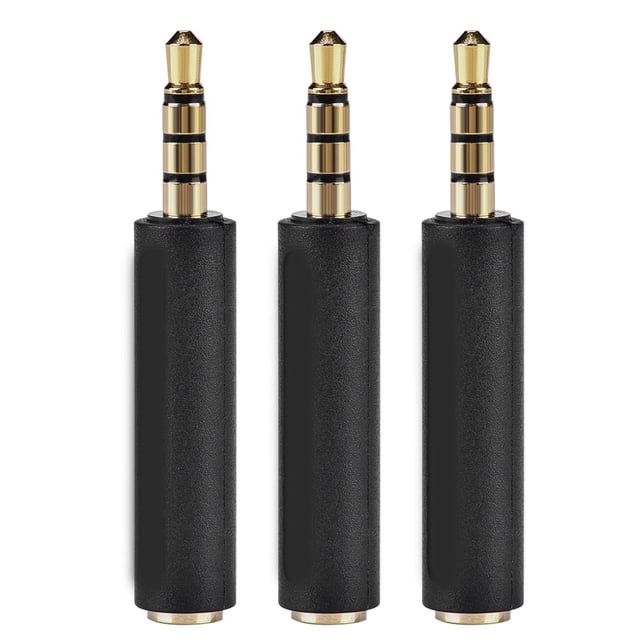 Adaptador de auriculares de conversión OMTP a CTIA de 3,5 mm para auriculares negros (3 piezas)