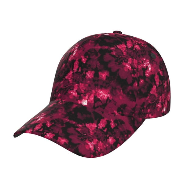 Balery Burgundy Tie Dye Gorra de béisbol de tamaño ajustable para correr, entrenar y actividades al aire libre. Gorra de papá para todas las estaciones.