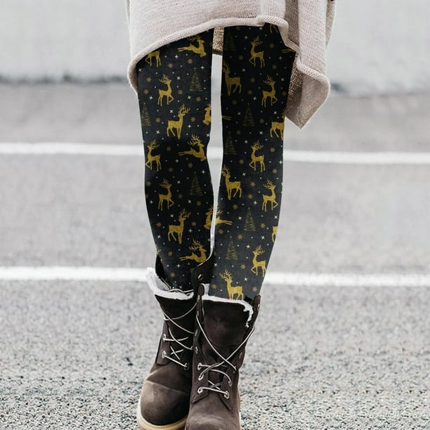 WILLBEST Leggings de Yoga con Estampado de Dibujos Animados para Mujer, de Navidad 2024, de Cintura Alta, Suaves Y Elásticos, para Correr, Gimnasio, Ropa Informal Cómoda Mediana