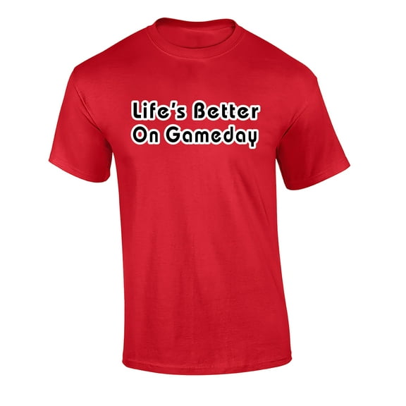 Life is Better on Game Day Adult Unisex Short Sleeve T-Shirt-Red-Medium