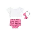 thumbnail image 3 of Kiapeise Baby Girls  Short Sleeve Letter Print T Shirt + Shorts + Headband, 3 of 7