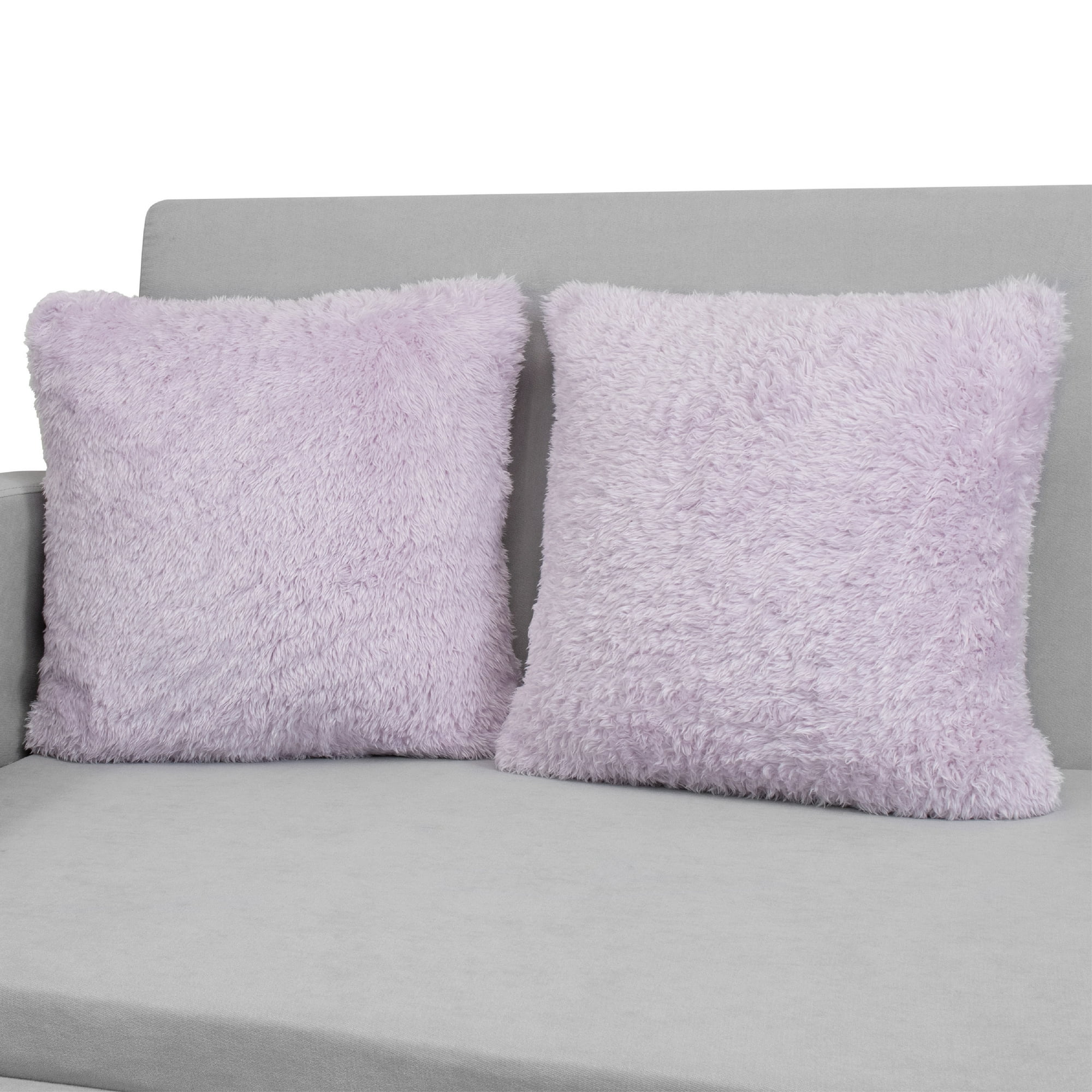 PAVILIA Decorative Sherpa Throw Pillow Covers Set of 2 18x18 Purple Lavender Fluffy Pillow Cases For Couch Bed Sofa Soft Accent Cushion Cover Shaggy Living Room Decor Walmart