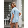 thumbnail image 1 of Camisa con cuello vuelto dobladillo suelto de algodón transpirable informal suave elegante elegante de manga corta para trabajo de oficina ANGGREK Otros, 1 of 5