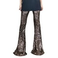 thumbnail image 2 of Qiylii Women High Waist Sequins Bell Bottom Pants Wide Leg Sparkle Flared Trousers Streetwear, 2 of 9
