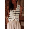 thumbnail image 6 of Elegant Women's Black Stripe Buttoned V Neck Slim Fit Sweater Vest - [ZhiHiMeRi] | (US 16-18)XL, 6 of 12