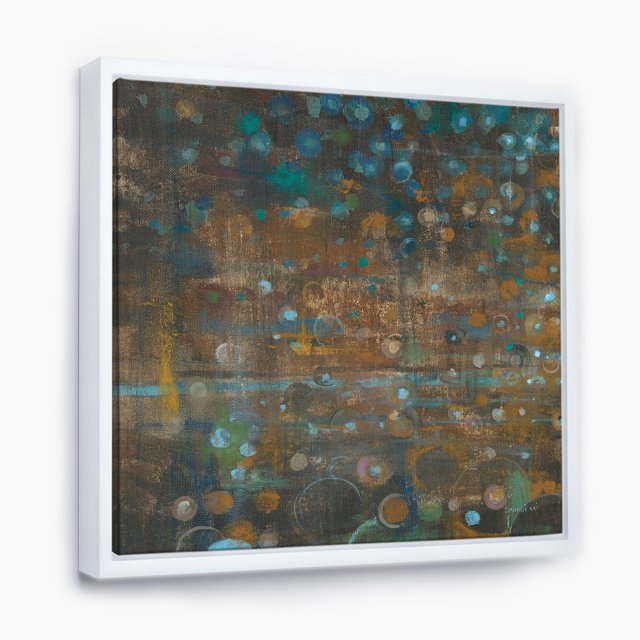 Points Bleus et Bronzes sur Verre III - Toile Encadrée de Cabine et de Pavillon