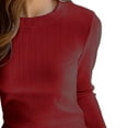thumbnail image 3 of Besolor Long Sleeve Shirts for Women Round Neck Slim Fitted Basic Tee Casual Pullover Going out Tops, 3 of 4
