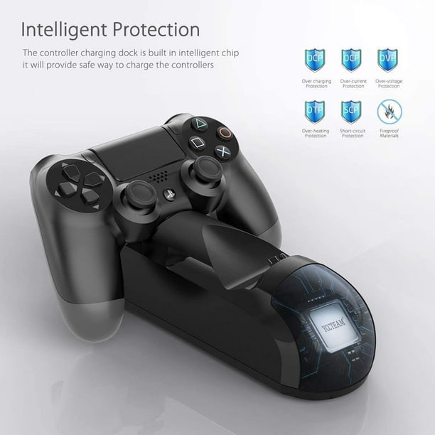 Jeux vidéo,Support de chargeur sans fil pour manette de jeu PS4,double  station de charge avec indicateur LED,pour Sony - Type Black - Cdiscount