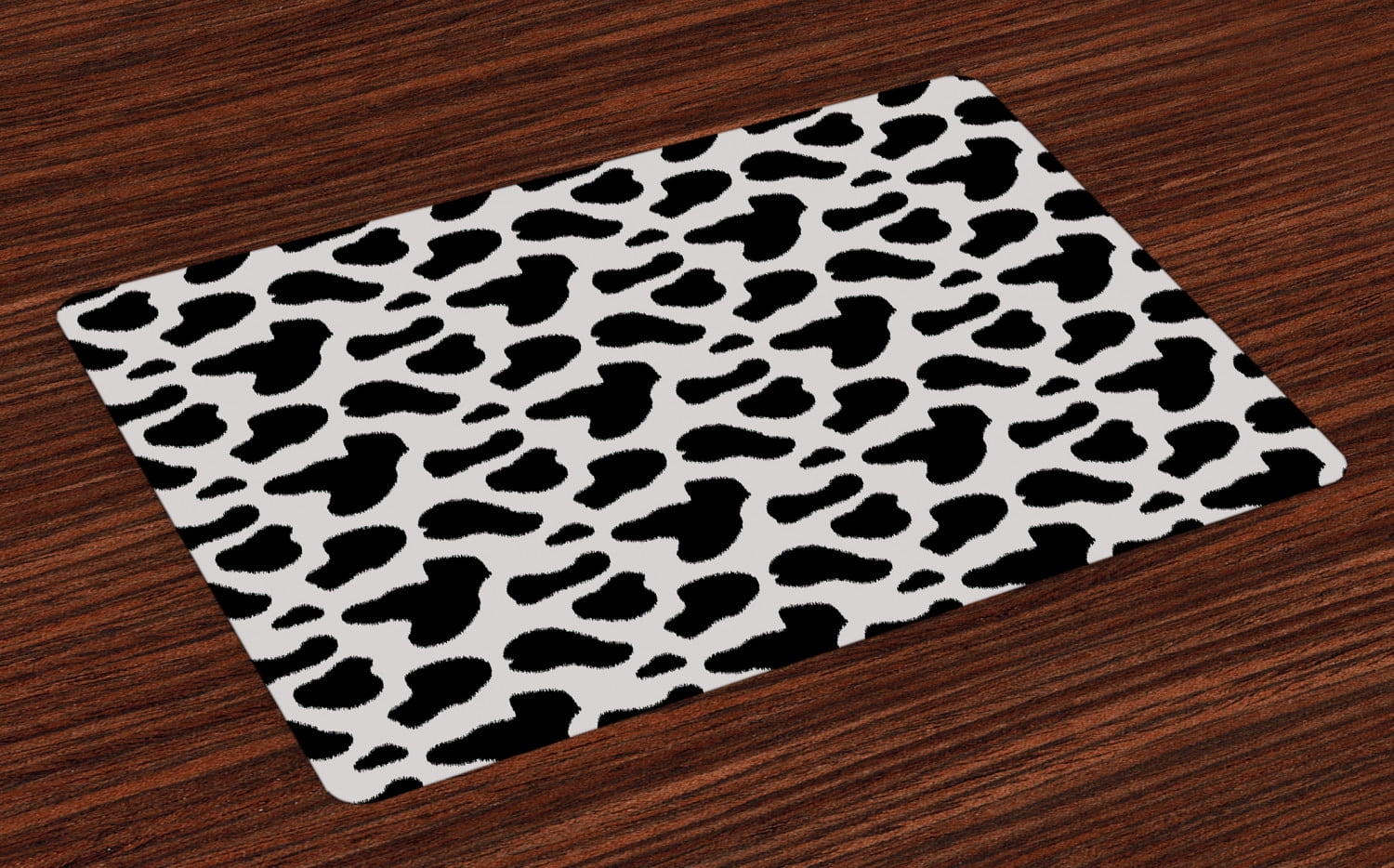Cow Print Placemats Set of 4 Cow Hide Pattern with Black Spots Farm