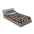 thumbnail image 2 of Ambesonne Geometric Fitted Sheet & Pillow Sham Set, Modern Hexagon Design, Twinxl, Turquoise Salmon, 2 of 2