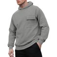 thumbnail image 4 of Plain Pullover Hoodie Mens Casual Fall Winter Hooded Sweatshirt with Pocket Long Sleeve Trendy Tops (M, Dark Gray), 4 of 5
