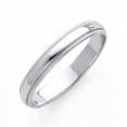 thumbnail image 1 of 14k Solid White Gold Plain Milgrain Wedding Band 3mm, 1 of 2