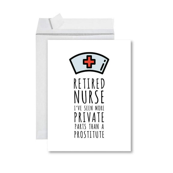 Koyal Wholesale Funny Jumbo Retirement Card With Envelope , Greeting Card, Retired Nurse Seen More Private Parts