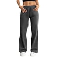 thumbnail image 2 of Women Flare Leggings Drawstring High Rise Flared Yoga Pants Soft Lounge Wide Leg Sweatpants Bell Bottom Trousers Black L, 2 of 6