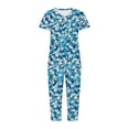 thumbnail image 4 of YUGYXL Womens Capri Pajama Sets Short Sleeve Sleepwear Top and Capri Pants Trendy Printed 2 Piece Loungewear with Pockets A Blue M, 4 of 5