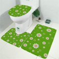 thumbnail image 2 of Green Daisy Flower Orange Centers Pattern Bathroom Rugs Sets 3 Piece,Toilet Cover Set,Absorbent Non Slip Bathroom Mats Sets with U-Shaped Contour Rug Toilet Rug Set, 2 of 5