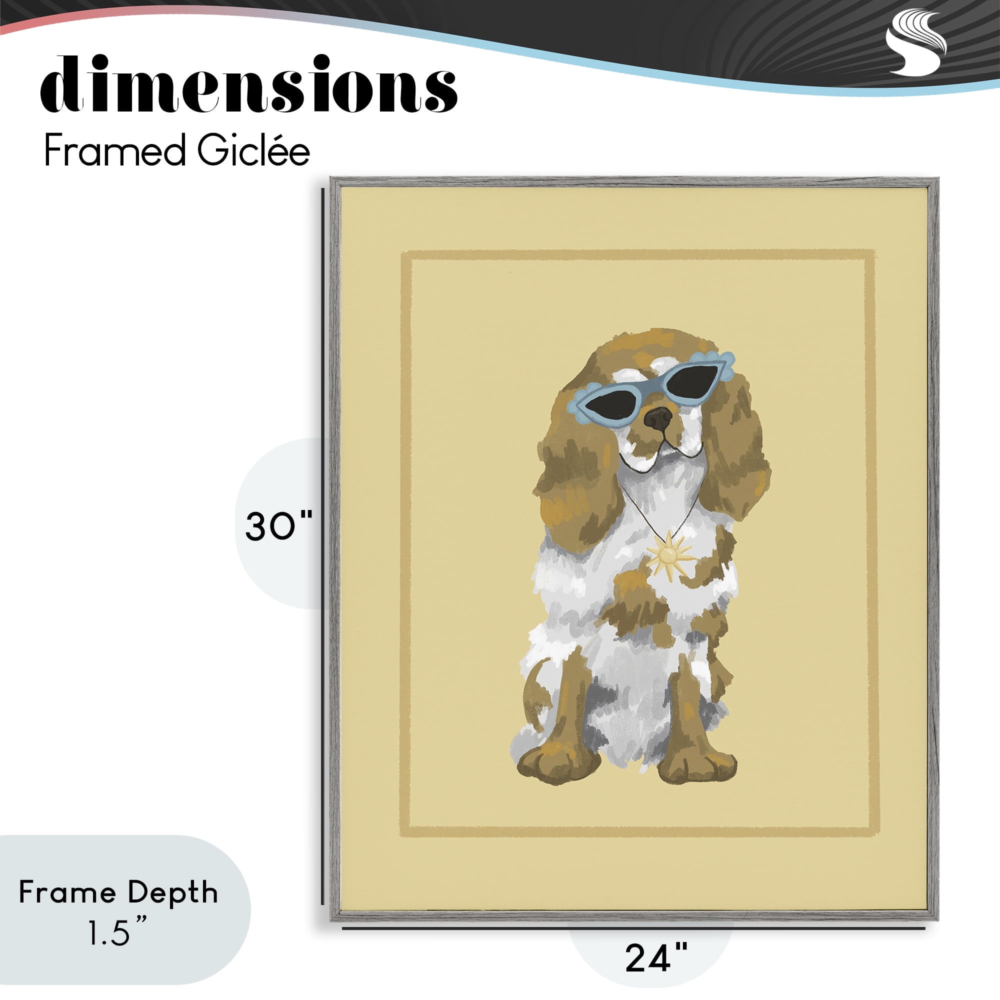 Stupell Industries Coolest Dog & Sunglasses Gray Framed Giclee Art, design by Sadie Harper