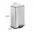 thumbnail image 4 of Innovaze 8 Gallon/30 Liter Rectangular Stainless Steel Step-on Trash Can for Kitchen office, Silver, 4 of 8