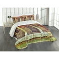thumbnail image 3 of Ambesonne Venice Quilted Bedspread Set 3 Pcs, Aged Italian Building, Queen Size, Orange Brown Green, 3 of 5