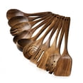 thumbnail image 1 of Cucharas de madera para cocinar, juego de 10 utensilios de cocina de madera de teca natural, espátulas de madera para cocinar (10), 1 of 5