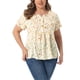 thumbnail image 1 of Blusas Casuales de Manga Corta con Media Tapeta para Mujeres de Talla Grande Agnes Orinda, Estilo Peplum Floral 3X Amarillo Claro, 1 of 6