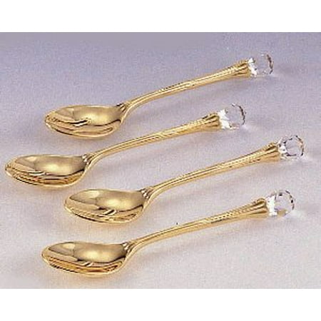 - SET OF FOUR GOLD PLATED SPOONS WITH CRYSTAL TIPS